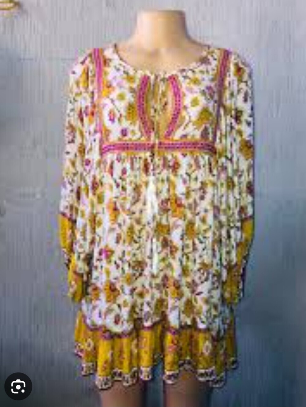 Rachel Zoe White Floral Tunic with Yellow & Pink Accents